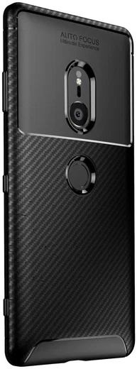 Sony Xperia XZ3 Siliconen Carbon Hoesje Zwart afbeelding 2