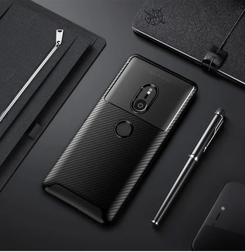 Sony Xperia XZ3 Siliconen Carbon Hoesje Zwart afbeelding 7