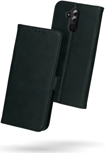 Rosso Deluxe Huawei Mate 20 Lite Hoesje Echt Leer Book Case Zwart afbeelding 2