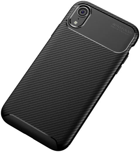 Apple iPhone XR Siliconen Carbon Hoesje Zwart afbeelding 11