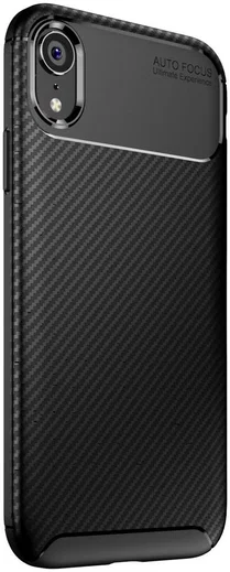 Apple iPhone XR Siliconen Carbon Hoesje Zwart afbeelding 2