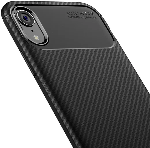 Apple iPhone XR Siliconen Carbon Hoesje Zwart afbeelding 8