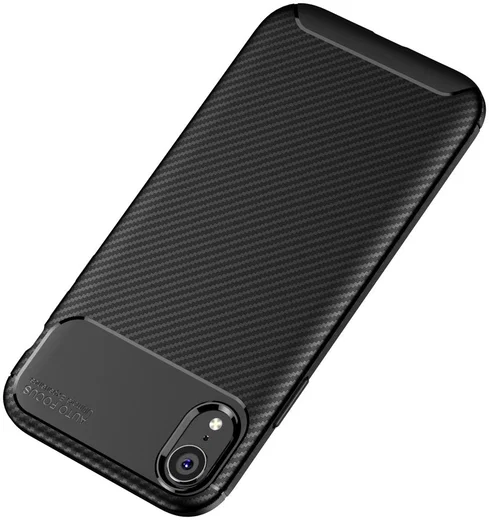 Apple iPhone XR Siliconen Carbon Hoesje Zwart afbeelding 9