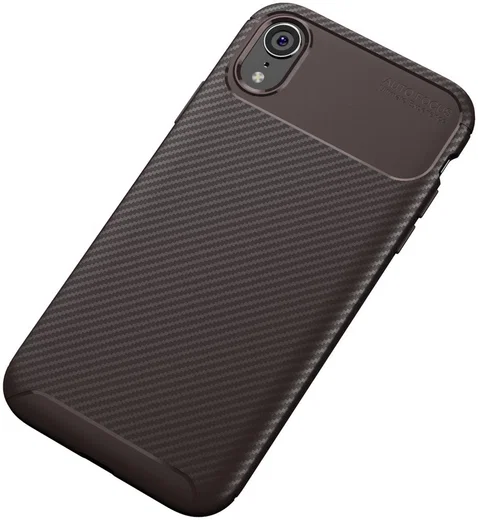 Apple iPhone XR Siliconen Carbon Hoesje Brons afbeelding 4