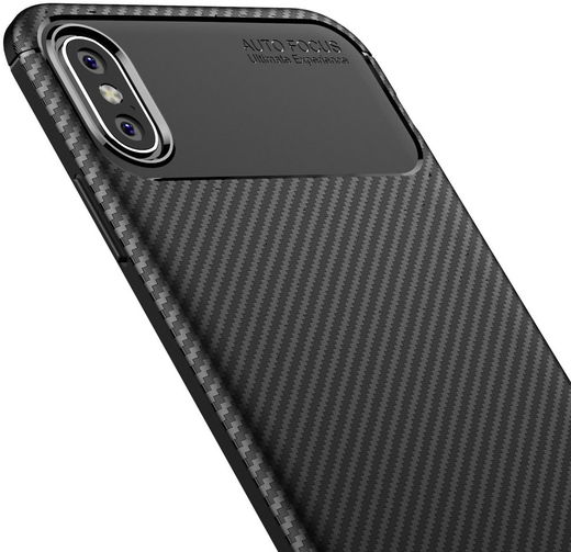 Apple iPhone XS Max Siliconen Carbon Hoesje Zwart afbeelding 8