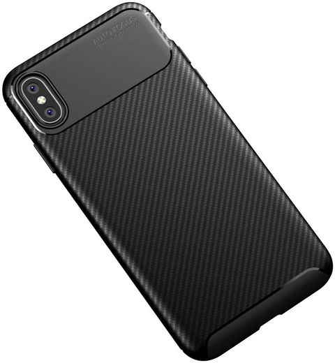 Apple iPhone XS Max Siliconen Carbon Hoesje Zwart afbeelding 9