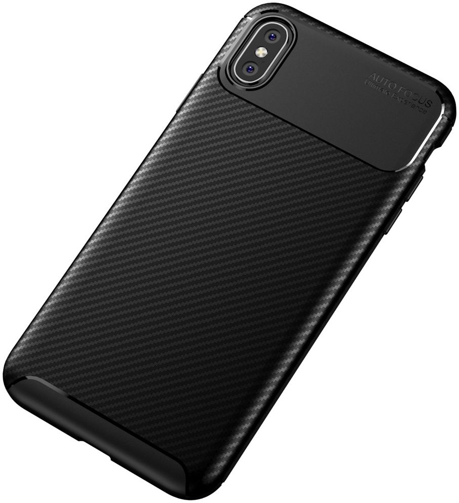 Apple iPhone XS Max Siliconen Carbon Hoesje Zwart afbeelding 10