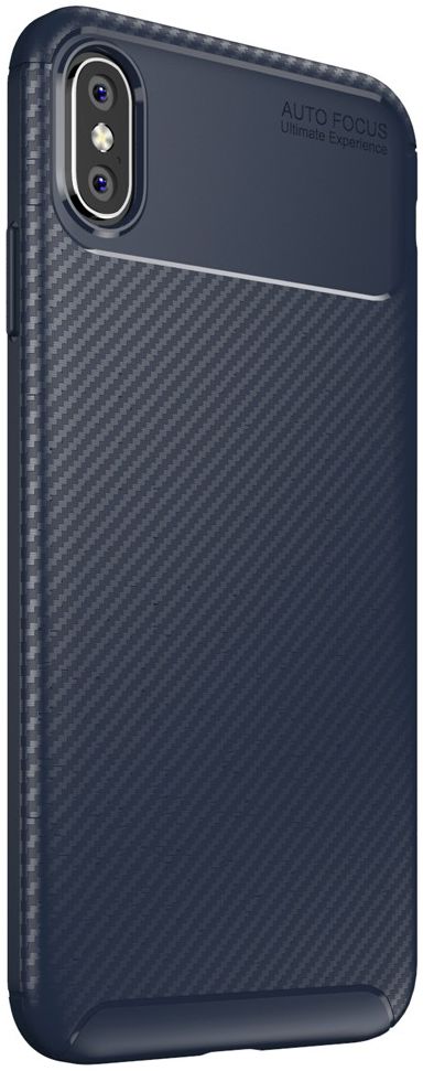 Apple iPhone XS Max Siliconen Carbon Hoesje Blauw afbeelding 2