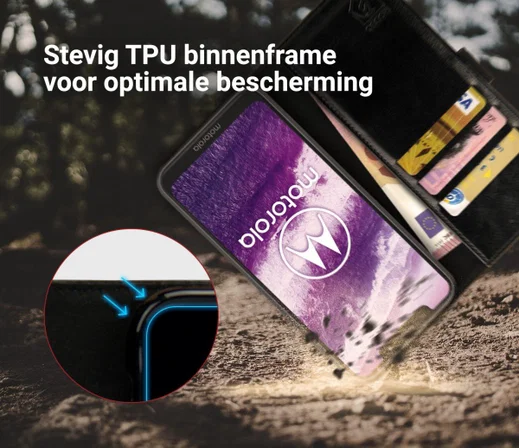 Rosso Element Motorola One Hoesje Book Cover Zwart afbeelding 6