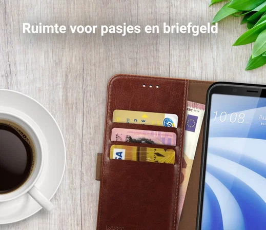 Rosso Element HTC U12 Life Hoesje Book Cover Bruin afbeelding 8
