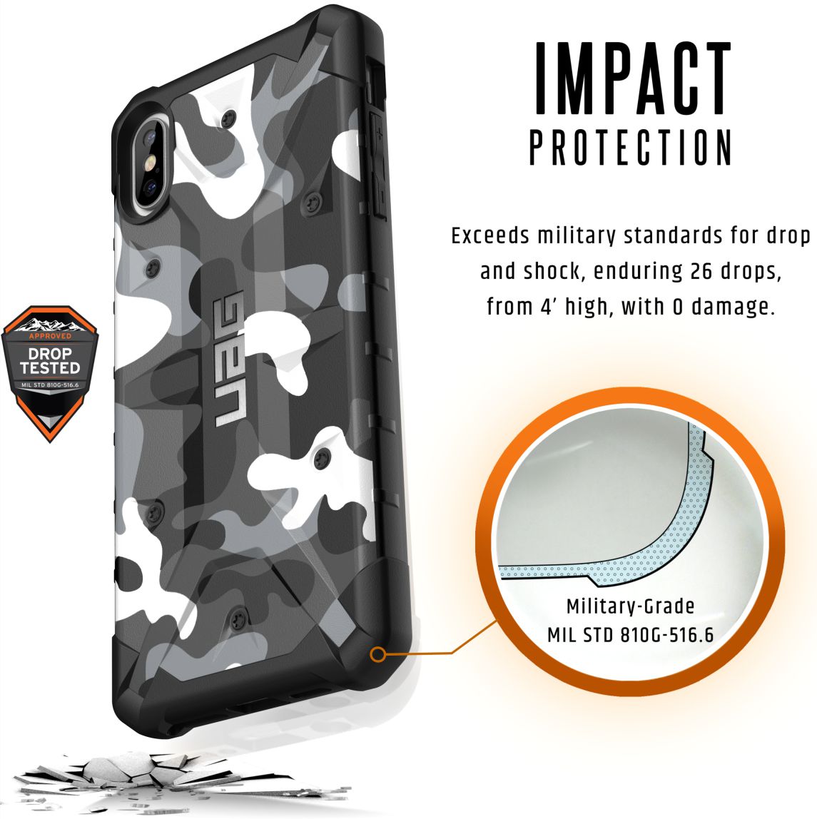 Urban Armor Gear Pathfinder Hoesje Apple iPhone XS Max Arctic Camo afbeelding 7