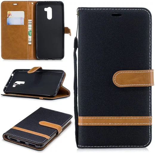 Xiaomi PocoPhone F1 Jeans Portemonnee Hoesje Zwart afbeelding 2