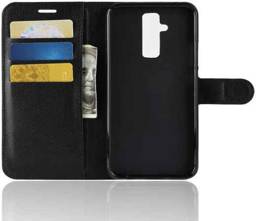 Huawei Mate 20 Lite Lederen Wallet Stand Hoesje Zwart afbeelding 6
