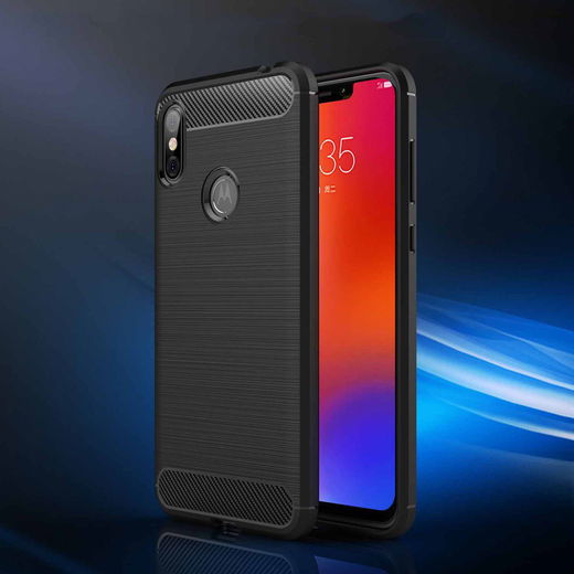 Motorola One Geborsteld TPU Hoesje Zwart afbeelding 6