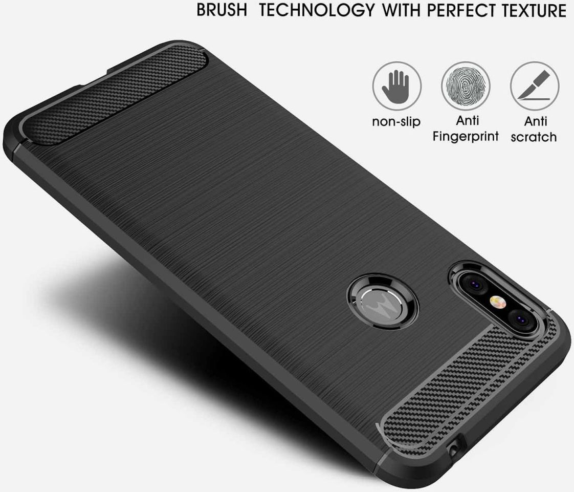 Motorola One Geborsteld TPU Hoesje Zwart afbeelding 7