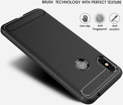 Motorola One Geborsteld TPU Hoesje Zwart afbeelding 7