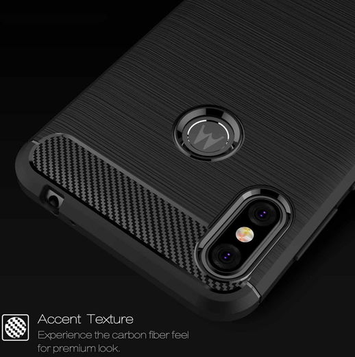 Motorola One Geborsteld TPU Hoesje Zwart afbeelding 8