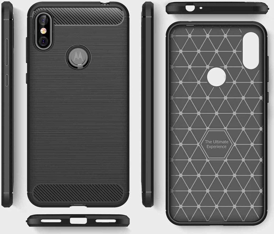 Motorola One Geborsteld TPU Hoesje Zwart afbeelding 10