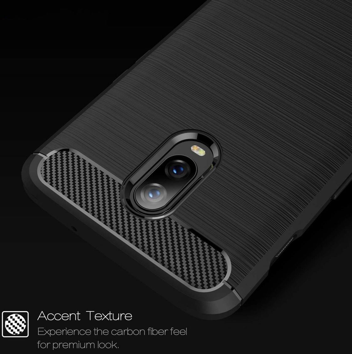OnePlus 6T Geborsteld TPU Hoesje Zwart afbeelding 7