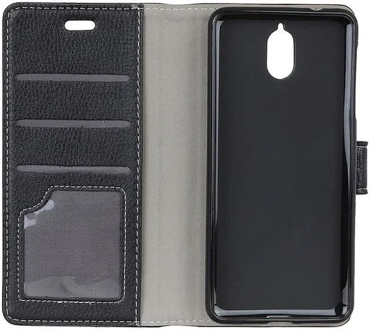 Nokia 3.1 Hoesje met Kaarthouder Zwart afbeelding 2