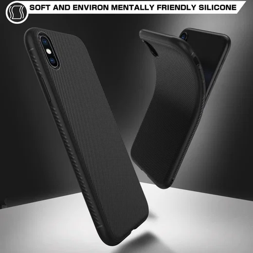 Apple iPhone XS Max Twill Slim Texture Back Cover Zwart afbeelding 2