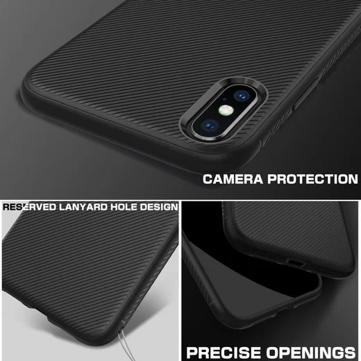 Apple iPhone XS Max Twill Slim Texture Back Cover Zwart afbeelding 4
