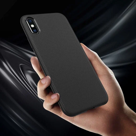 Apple iPhone XS Max Twill Slim Texture Back Cover Zwart afbeelding 5