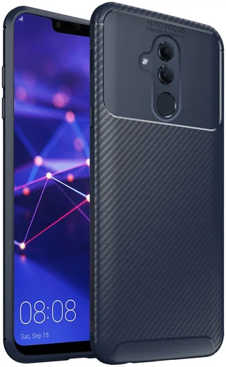 Huawei Mate 20 Lite Siliconen Carbon Hoesje Blauw afbeelding 1