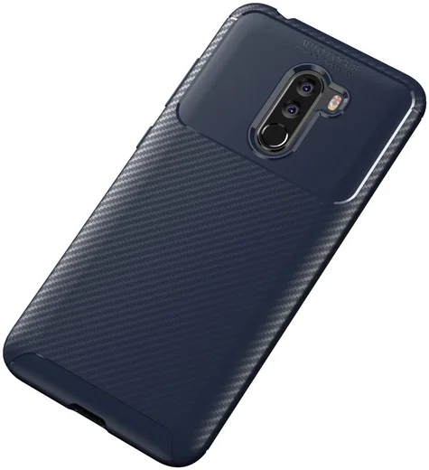 Xiaomi PocoPhone F1 Siliconen Carbon Hoesje Blauw afbeelding 2