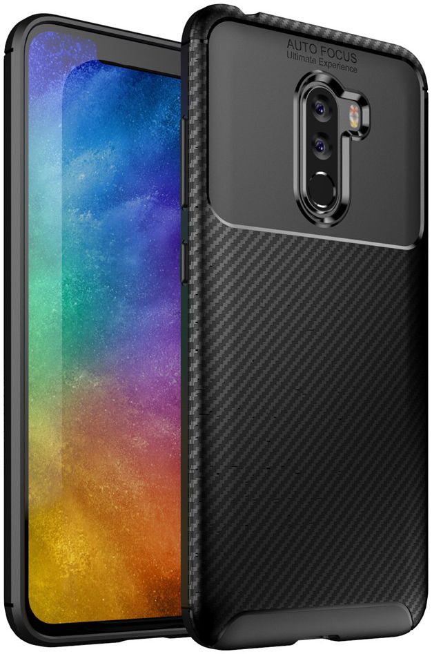 Xiaomi PocoPhone F1 Siliconen Carbon Hoesje Zwart afbeelding 1