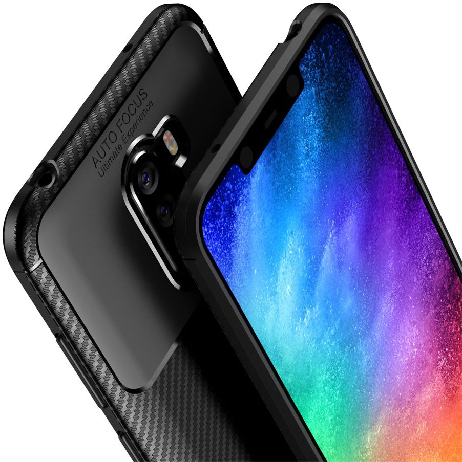 Xiaomi PocoPhone F1 Siliconen Carbon Hoesje Zwart afbeelding 5