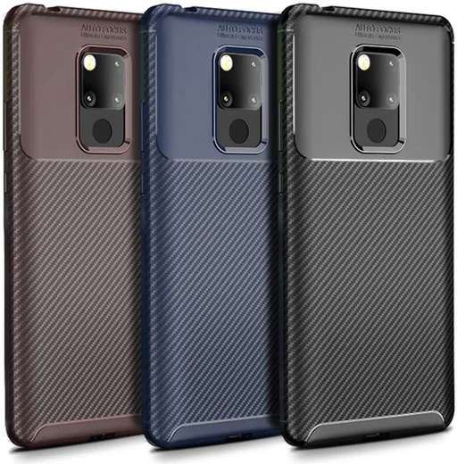 Huawei Mate 20 Siliconen Carbon Hoesje Blauw afbeelding 5