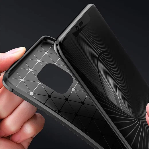 Huawei Mate 20 Pro Siliconen Carbon Hoesje Blauw afbeelding 6