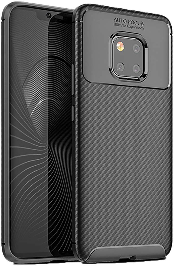 Huawei Mate 20 Pro Siliconen Carbon Hoesje Zwart afbeelding 1