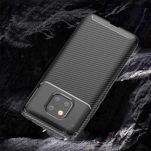 Huawei Mate 20 Pro Siliconen Carbon Hoesje Zwart afbeelding 2