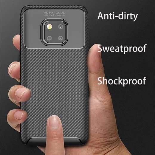 Huawei Mate 20 Pro Siliconen Carbon Hoesje Zwart afbeelding 6