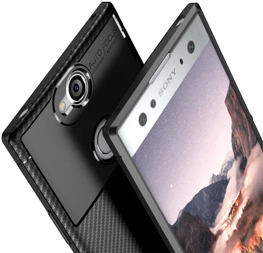 Sony Xperia XA2 Plus Siliconen Carbon Hoesje Zwart afbeelding 5