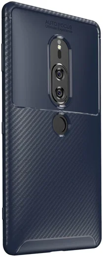 Sony Xperia XZ2 Premium Siliconen Carbon Hoesje Blauw afbeelding 4