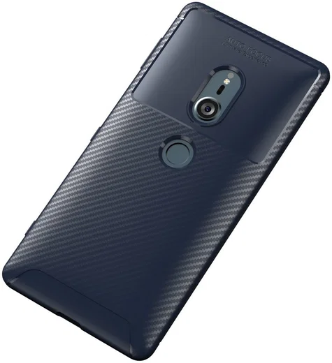 Sony Xperia XZ2 Siliconen Carbon Hoesje Blauw afbeelding 2