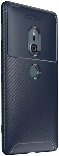 Sony Xperia XZ2 Siliconen Carbon Hoesje Blauw afbeelding 4