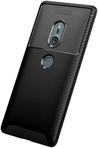 Sony Xperia XZ2 Siliconen Carbon Hoesje Zwart afbeelding 4