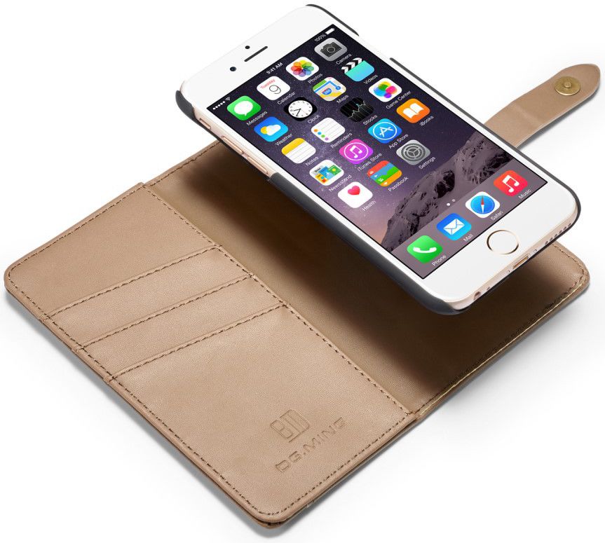 Apple iPhone 6s Echt Leren 2-in-1 Bookcase en Back Cover Hoesje Bruin afbeelding 2