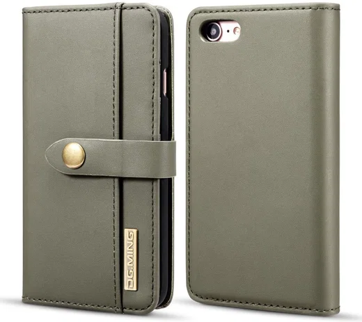 Apple iPhone 7/8 Echt Leren 2-in-1 Bookcase en Back Cover Hoesje Groen afbeelding 1