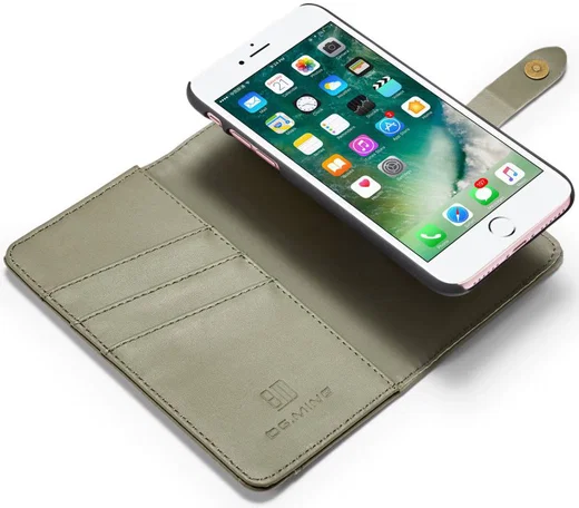Apple iPhone 7/8 Echt Leren 2-in-1 Bookcase en Back Cover Hoesje Groen afbeelding 2