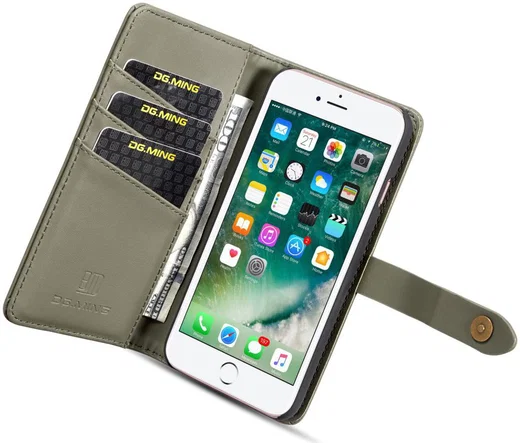 Apple iPhone 7/8 Echt Leren 2-in-1 Bookcase en Back Cover Hoesje Groen afbeelding 3