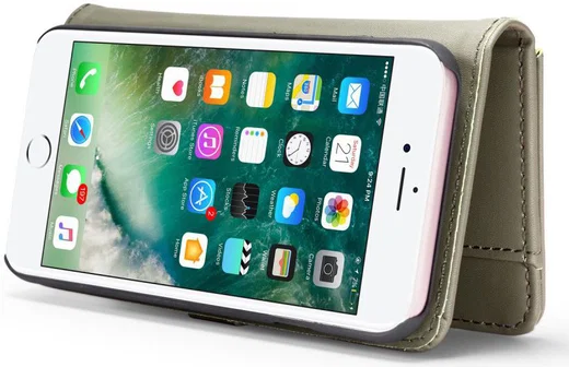 Apple iPhone 7/8 Echt Leren 2-in-1 Bookcase en Back Cover Hoesje Groen afbeelding 6