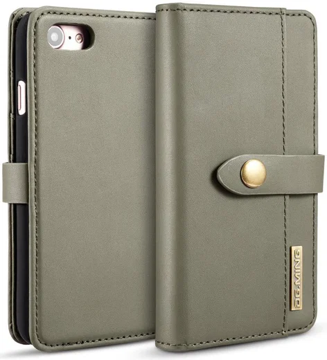 Apple iPhone 7/8 Echt Leren 2-in-1 Bookcase en Back Cover Hoesje Groen afbeelding 9
