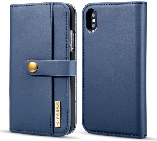 Apple iPhone XS Echt Leren 2-in-1 Bookcase en Back Cover Hoesje Blauw afbeelding 8
