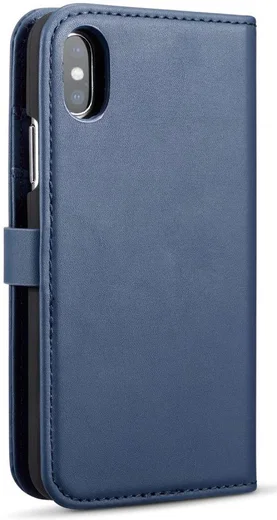 Apple iPhone XS Echt Leren 2-in-1 Bookcase en Back Cover Hoesje Blauw afbeelding 13