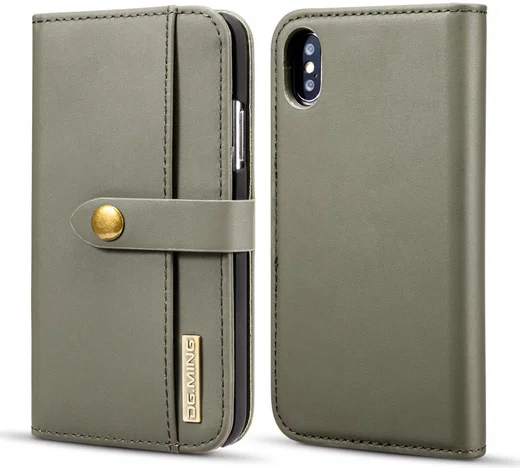 Apple iPhone XS Echt Leren 2-in-1 Bookcase en Back Cover Hoesje Groen afbeelding 6